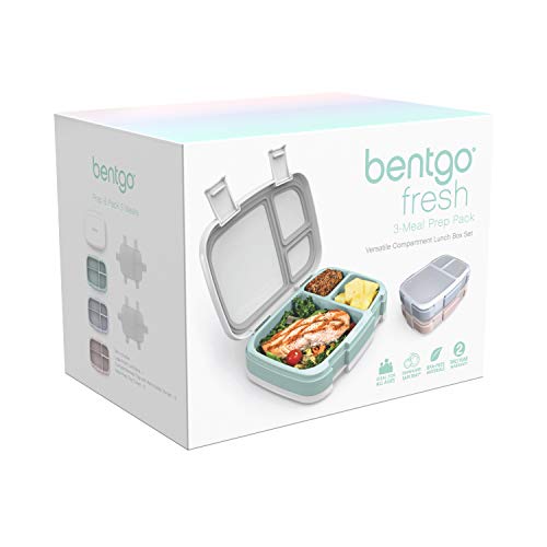 Bentgo® Fresh 3-Pack Meal Prep Lunch Box Set - Reusable 3-Compartment Containers for meal Prepping, Healthy Eating On-the-Go, and Balanced Portion-Control - BPA-Free, Microwave & Dishwasher Safe