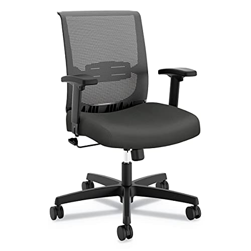 HON Convergence Mid-Back Task Chair, Swivel-Tilt, Supports Up to 275 Lb, 16.5" to 21" Seat Height, Iron Ore Seat, Black Back/Base