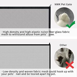 NWK 43'' X 30'' Magic Pet Gate Baby Gate for The House Stairs Providing a Safe Enclosure for Pets to Play and Rest, 6 Straps Design, 9 Hooks