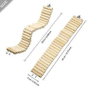 Hamiledyi Hamster Bridge,Hamster Wooden Bridge Bendy Climbing Ladder,Hamster Long Suspension Bridge Chew Toys for Hamster Rat Mice Gerbil Chinchilla Guinea Pig Chipmunk Sugar Glider