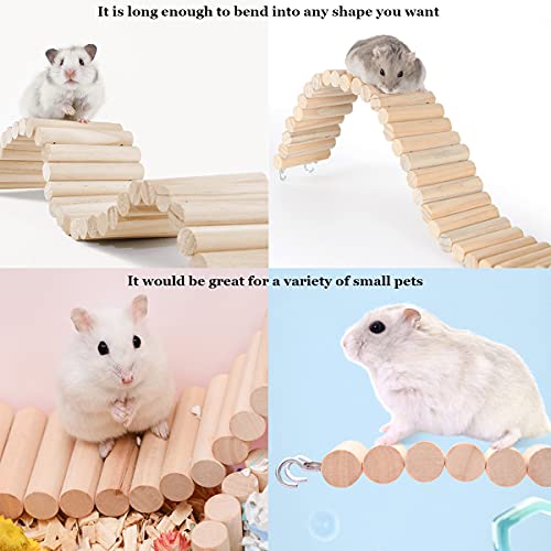 Hamiledyi Hamster Bridge,Hamster Wooden Bridge Bendy Climbing Ladder,Hamster Long Suspension Bridge Chew Toys for Hamster Rat Mice Gerbil Chinchilla Guinea Pig Chipmunk Sugar Glider