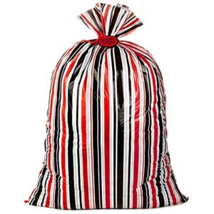 hallmark 56" oversized all-occasion plastic gift bag (red, silver and black stripes, for you) for birthdays, father's day, valentines day, christmas and more