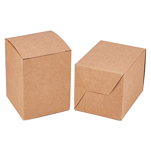 BENECREAT 60PCS Gift Boxes Brown Paper Boxes Party Favor Boxes 2.5 x 2.5 x 3 Inches with Lids for Gift Wrapping, Wedding Party Favors