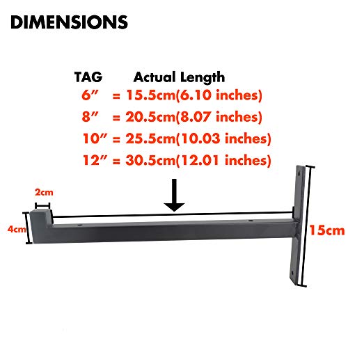 OVOV 2 Pcs Steel Heavy Duty Shelf Brackets Wall Mounted Industrial Metal Shelf Supports Matte Black 12 Inches