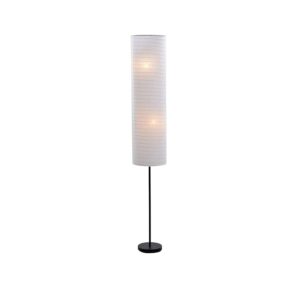 Catalina 21438-000 Modern 2-Light Zen Stick Floor Lamp with Rice Paper Shade, 70", Black