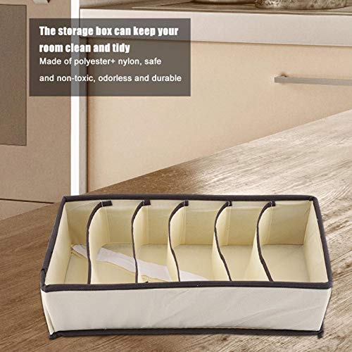 Aramox Portable Storage Box, Underwear Divider Closet Organizer Storage Boxes for Bra Underwear Sock Container (6 Grids)