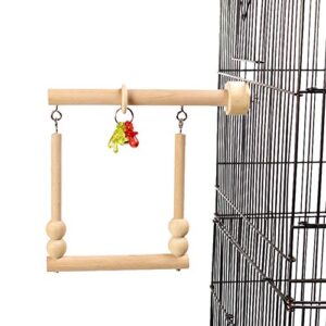 qbleev bird swing, parrot perch, bird stands, bird playstand, bird cage wooden stands with bell chewing beads for conure parakeet s cockatiels cockatoos lovebird parrotlet