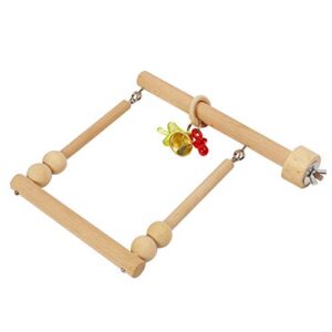 QBLEEV Bird Swing, Parrot Perch, Bird Stands, Bird Playstand, Bird Cage Wooden Stands with Bell Chewing Beads for Conure Parakeet s Cockatiels Cockatoos Lovebird Parrotlet