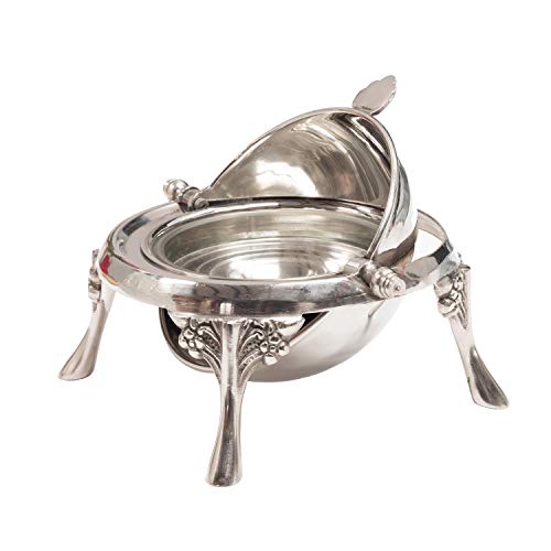 Stainless Steel Roll Top Caviar Server - 6" Rotating butter dish