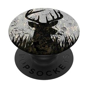 buck deer hunting camouflage design deer head popsockets swappable popgrip