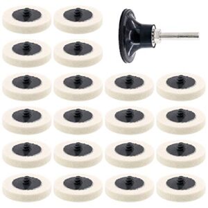 swpeet 20pcs 2" compressed wool fabric disc polishing buffing pads wheels with 1pcs 2" disc pad holder with 1/4" shank perfect for polishing and buffing projects