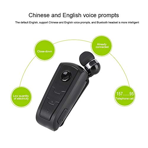 Fineblue F910 Retractable Bluetooth Earphone Business Lavalier Earphone Sports Bluetooth Headset Voice Prompts Call Vibration Bluetooth V4.1 Anti-Lost Function(Black)