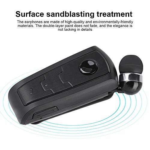 Fineblue F910 Retractable Bluetooth Earphone Business Lavalier Earphone Sports Bluetooth Headset Voice Prompts Call Vibration Bluetooth V4.1 Anti-Lost Function(Black)