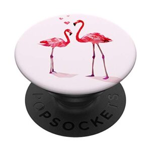 cute pink flamingo pop socket heart art popsockets popgrip: swappable grip for phones & tablets