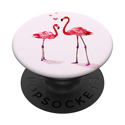 Cute Pink Flamingo Pop Socket Heart Art PopSockets PopGrip: Swappable Grip for Phones & Tablets