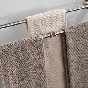 Nickel Brushed Bathroom Folding Wall Mounted Bathroom Towel Rail Holder Storage Rack Shelf Bar Hanger Double Handles Towel Rack