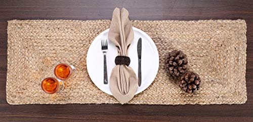 GLAMBURG Farmhouse Jute Burlap Table Runner 36 Inches Long, 13x36 Natural Jute Braided Table Runner, Organic Eco-Friendly Rustic Vintage Dining Table Runner