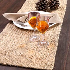 GLAMBURG Farmhouse Jute Burlap Table Runner 36 Inches Long, 13x36 Natural Jute Braided Table Runner, Organic Eco-Friendly Rustic Vintage Dining Table Runner