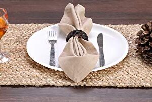 GLAMBURG Farmhouse Jute Burlap Table Runner 36 Inches Long, 13x36 Natural Jute Braided Table Runner, Organic Eco-Friendly Rustic Vintage Dining Table Runner