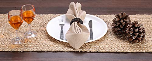 GLAMBURG Farmhouse Jute Burlap Table Runner 36 Inches Long, 13x36 Natural Jute Braided Table Runner, Organic Eco-Friendly Rustic Vintage Dining Table Runner