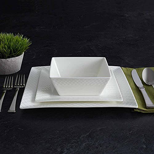 Mikasa White Trellis Square Dinnerware set, 16-piece