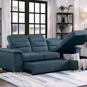 Homelegance Sleeper Sectional Sofa with Storage, Blue