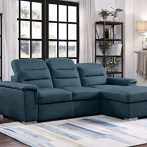 Homelegance Sleeper Sectional Sofa with Storage, Blue