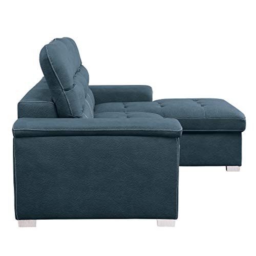 Homelegance Sleeper Sectional Sofa with Storage, Blue