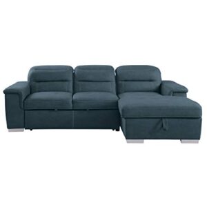 Homelegance Sleeper Sectional Sofa with Storage, Blue