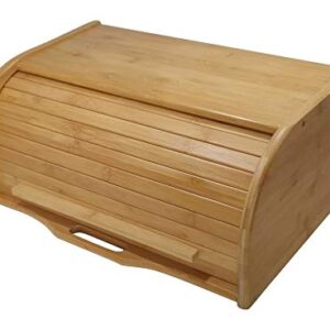 Large bread box bread basket wooden box storage boxes kitchen counter organizer wooden storage box bread storage. roll top breadbox. bread boxes for kitchen countertop. Bamboo wooden boxes. (Natural)