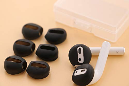 IiEXCEL (Fit in Case) 4 Pairs Replacement Super Thin Slim Silicone Earbuds Ear Tips and Covers Skin Accessories for Apple AirPods or EarPods Headphones (Fit in Charging Case) (Black)