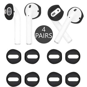 IiEXCEL (Fit in Case) 4 Pairs Replacement Super Thin Slim Silicone Earbuds Ear Tips and Covers Skin Accessories for Apple AirPods or EarPods Headphones (Fit in Charging Case) (Black)