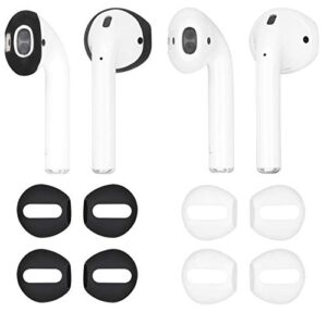 iiexcel ( fit in case ) 4 pairs replacement super thin slim silicone earbuds ear tips and covers skin accessories for apple airpods or earpods headphones ( fit in charging case ) ( black white )