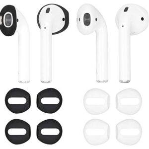 IiEXCEL ( Fit in Case ) 4 Pairs Replacement Super Thin Slim Silicone Earbuds Ear Tips and Covers Skin Accessories for Apple AirPods or EarPods Headphones ( Fit in Charging Case ) ( Black White )