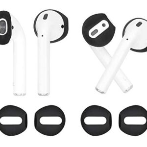 IiEXCEL ( Fit in Case ) 4 Pairs Replacement Super Thin Slim Silicone Earbuds Ear Tips and Covers Skin Accessories for Apple AirPods or EarPods Headphones ( Fit in Charging Case ) ( Black White )