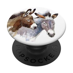 donkey watercolor cute donkeys lover gift popsockets popgrip: swappable grip for phones & tablets