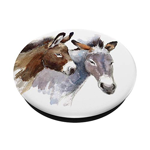 Donkey Watercolor Cute Donkeys Lover Gift PopSockets PopGrip: Swappable Grip for Phones & Tablets