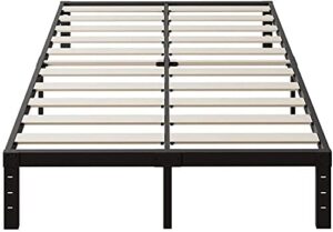 ziyoo queen size bed frame, 3" extra wide wood slats with better support for mattress,14 inch high, no box spring needed, noise free, easy assembly