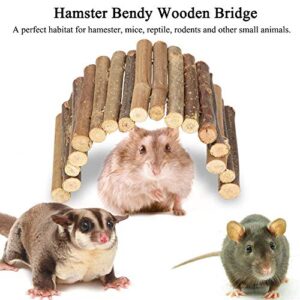 Pet Ladder Bridge Bend Wooden Hamster Wood Ladder Living Fence Suspension Bridge Exercise Chew Toy for Reptile Mice Rodents Small Animals(Small)