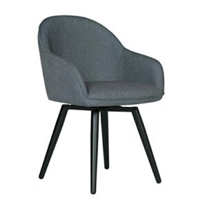 studio designs home dome upholstered swivel dining, office chair arms and metal legs, grey, 24" w x 23" d x 32.5" h, charcoal gray