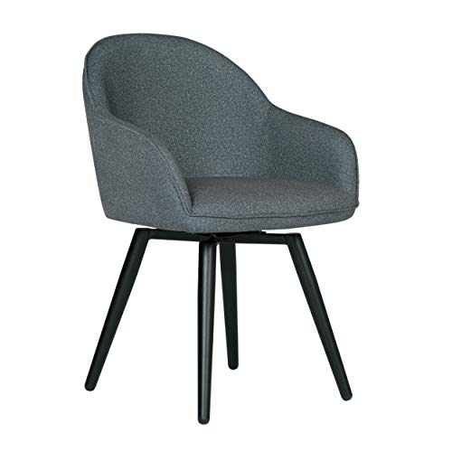 Studio Designs Home Dome Upholstered Swivel Dining, Office Chair Arms and Metal Legs, Grey, 24" W x 23" D x 32.5" H, Charcoal Gray