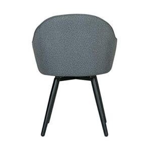 Studio Designs Home Dome Upholstered Swivel Dining, Office Chair Arms and Metal Legs, Grey, 24" W x 23" D x 32.5" H, Charcoal Gray