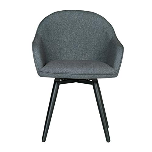 Studio Designs Home Dome Upholstered Swivel Dining, Office Chair Arms and Metal Legs, Grey, 24" W x 23" D x 32.5" H, Charcoal Gray