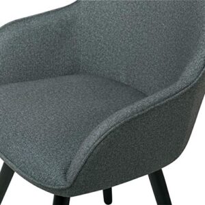 Studio Designs Home Dome Upholstered Swivel Dining, Office Chair Arms and Metal Legs, Grey, 24" W x 23" D x 32.5" H, Charcoal Gray