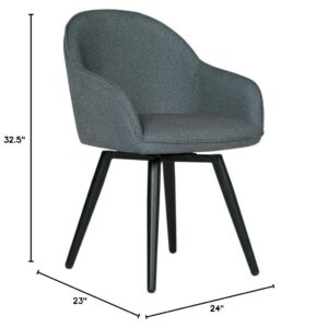 Studio Designs Home Dome Upholstered Swivel Dining, Office Chair Arms and Metal Legs, Grey, 24" W x 23" D x 32.5" H, Charcoal Gray