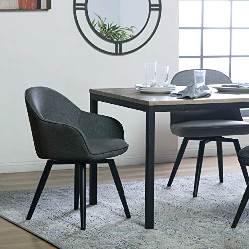 Studio Designs Home Dome Upholstered Swivel Dining, Office Chair Arms and Metal Legs, Grey, 24" W x 23" D x 32.5" H, Charcoal Gray