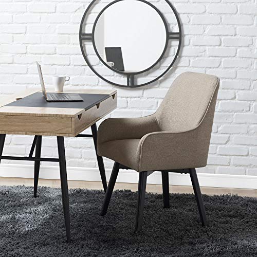 Studio Designs Home Contemporary Spire Luxe Swivel, Rotating, Upholstered, Accent Dining Arms and Metal Legs in Camel Beige Home-Office-Desk-Chairs, 25.5" W x 24" D x 35.5" H