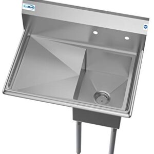 KoolMore 1 Compartment Stainless Steel Commercial Kitchen Prep & Utility Sink with Drainboard - Bowl Size 12" x 16" x 10"