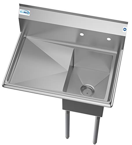 KoolMore 1 Compartment Stainless Steel Commercial Kitchen Prep & Utility Sink with Drainboard - Bowl Size 12" x 16" x 10"