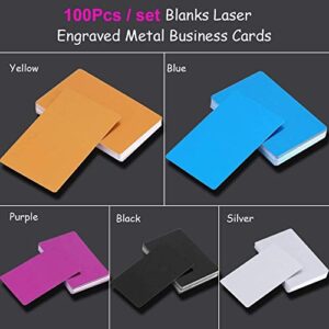 100 pcs Blank sublimation metal name card Thick Laser Metal Name Card printing blank business card use sublimation ink and paper (Silver )